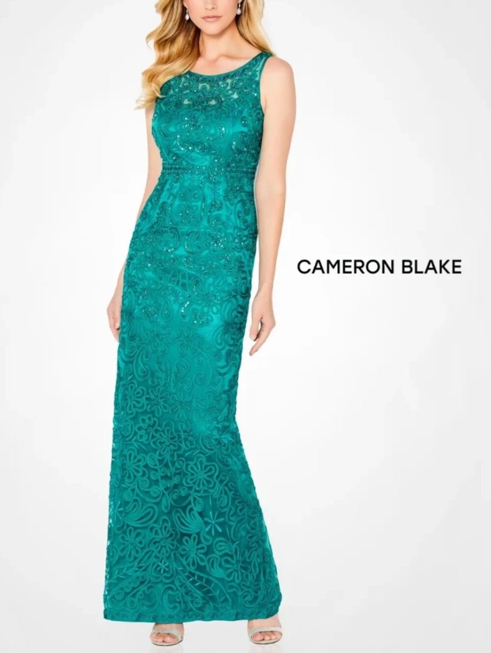 Cameron Blake By Mon Cheri Lace Evening Dress Jade 115604 - Picture 13 of 15
